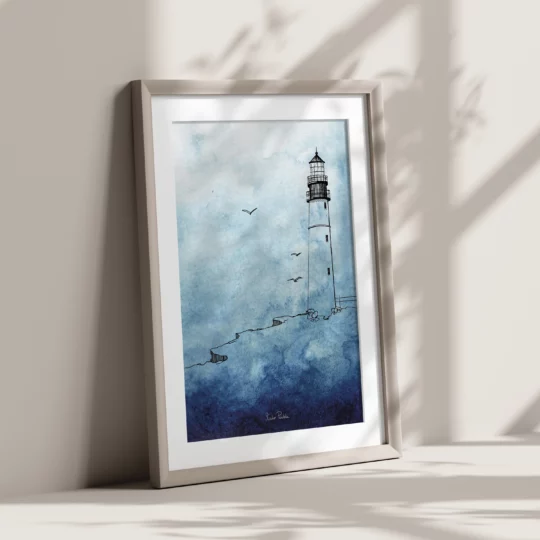 studiopardela-papeterie-affiche-aquarelle-phare-cadre-bois